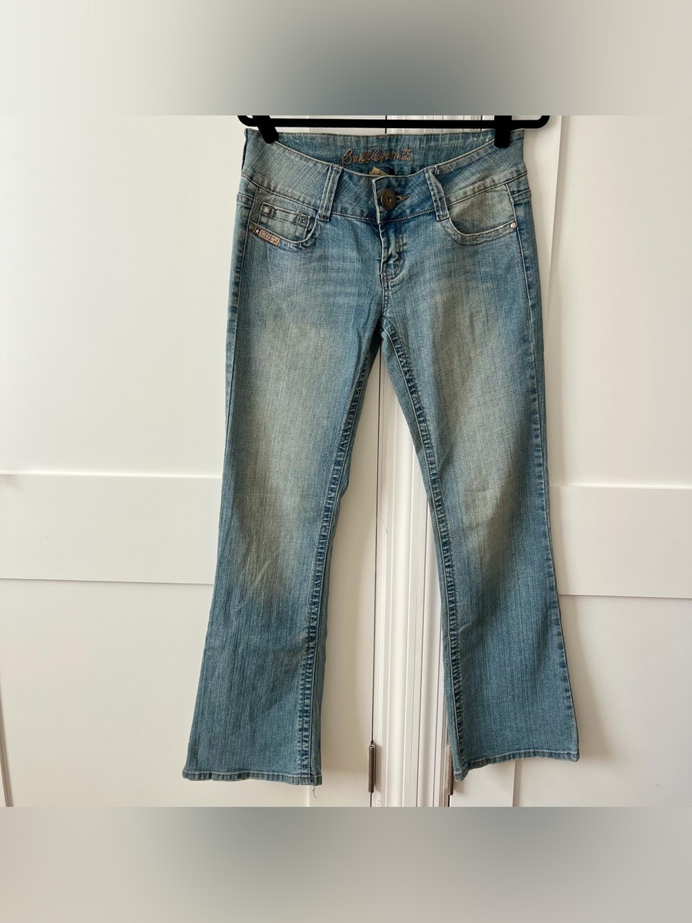 Bubblegum American Flavour Y2K Low Rise Embroidered Flare Jeans Light Wash Sz 13
